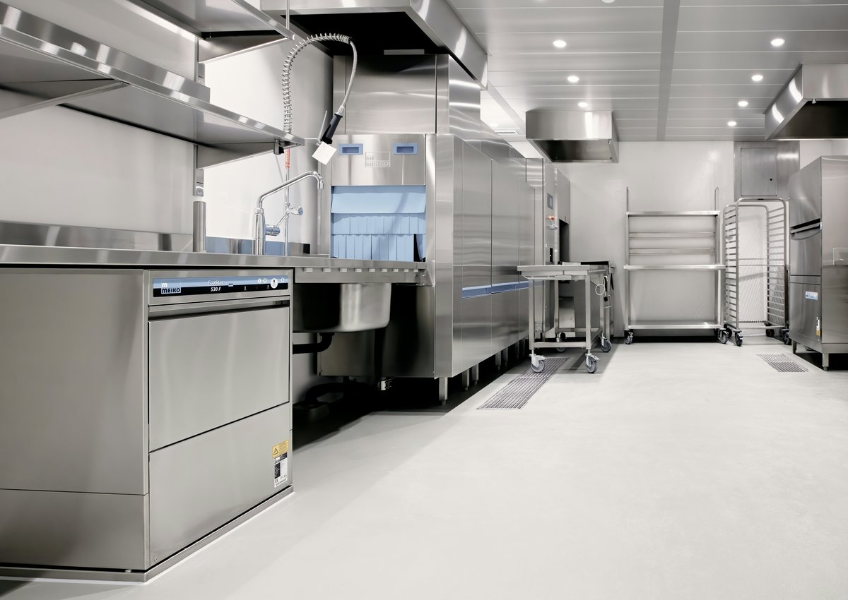 Resinous flooring in a commercial kitchen