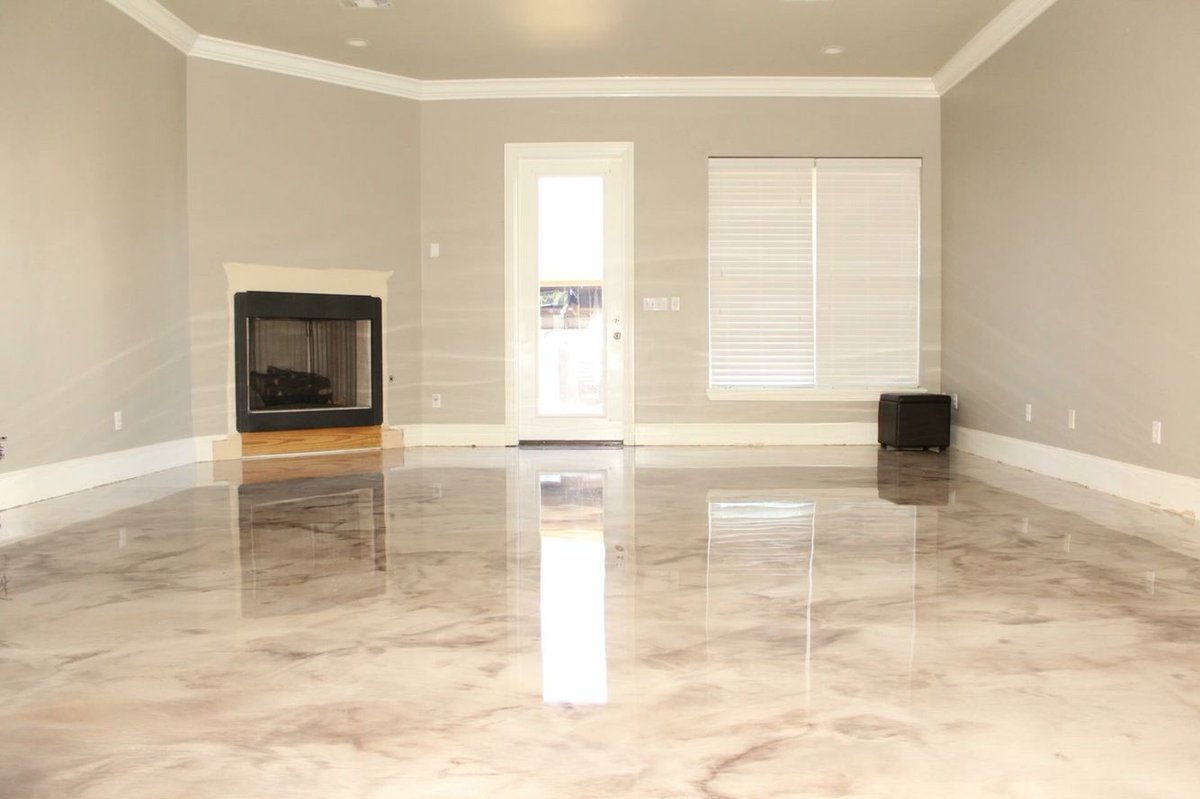 Pearl metallic epoxy floor in a Denver home