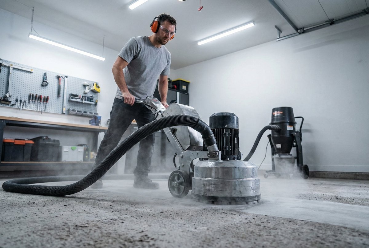 Diamond-grinding concrete surface preparation in progress in the Denver metro